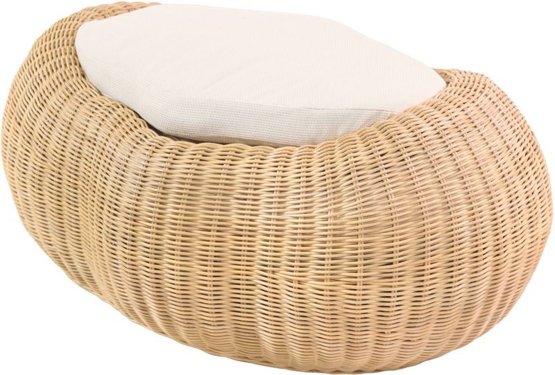 Hocker aus Rattan mit weißen Kissen "Art-Kunst Wolke"