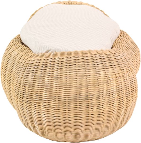 Hocker aus Rattan mit weißen Kissen "Art-Kunst Wolke"