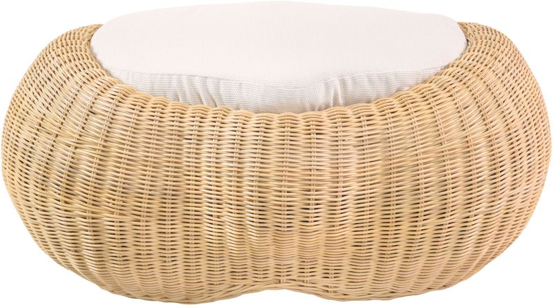Hocker aus Rattan mit weißen Kissen "Art-Kunst Wolke"