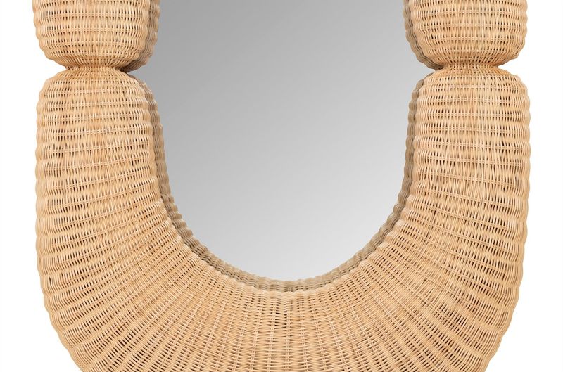 Natürlicher Rattan Spiegel H 220 cm, Designer Spiegel