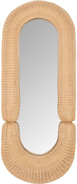 Natürlicher Rattan Spiegel H 220 cm, Designer Spiegel