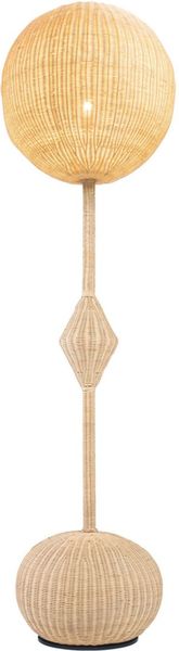 RITA, Designer Rattan Stehlampe rund, Kugellampe