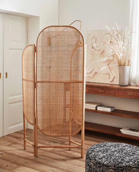 Matz Möbel Paravent DIVI, Rattan Raumteiler klappbar