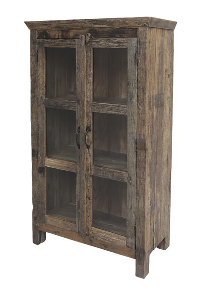 ELLA, Vitrine H 140 cm Recyclingholz, Altholz Schrank