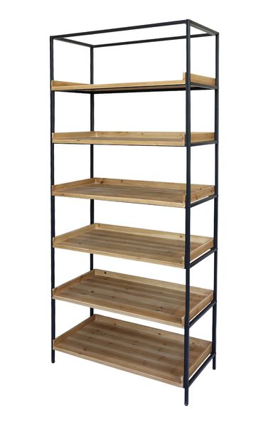 JUNE, Industriedesign Regal mit 6 Fächern Holz-Metall