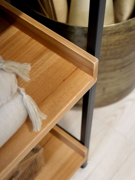 JUNE, Industriedesign Regal mit 6 Fächern Holz-Metall