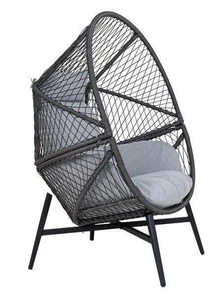 RIO, gemütlicher Gartensessel grau-schwarz, Egg-Chair, Lounge-Sessel