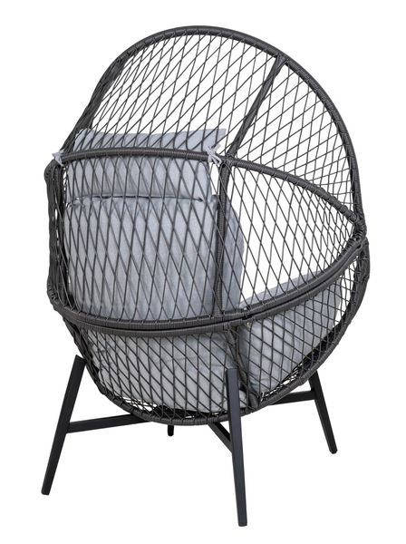 RIO, gemütlicher Gartensessel grau-schwarz, Egg-Chair, Lounge-Sessel