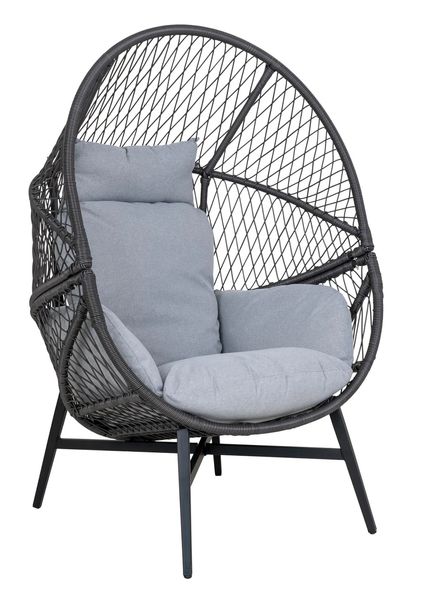 RIO, gemütlicher Gartensessel grau-schwarz, Egg-Chair, Lounge-Sessel