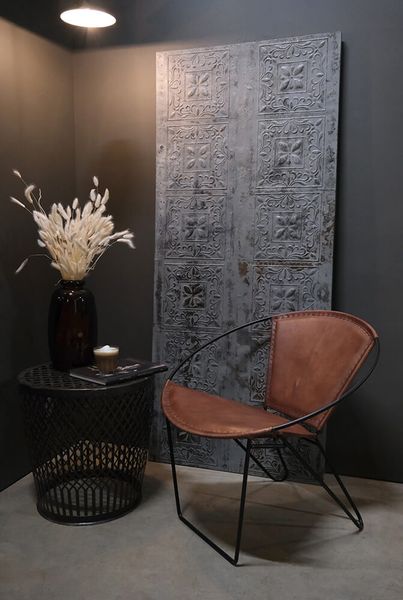 CARO, runder Lounge-Sessel braun Leder
