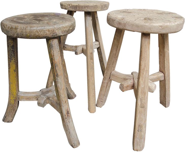 EVA; Runder Altholz Hocker, kleiner Tisch aus altem Holz