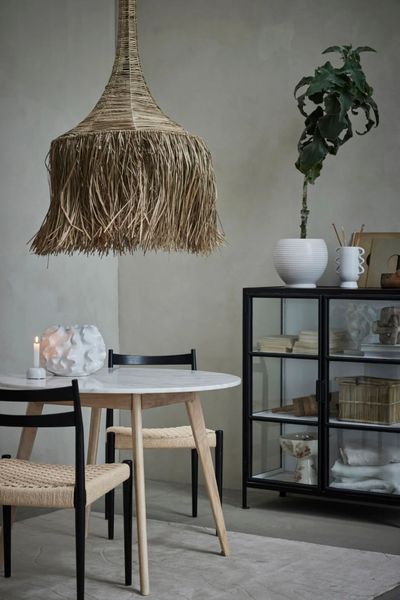 KIRA, weißer Esstisch rund D 100 cm Holz & Marmor