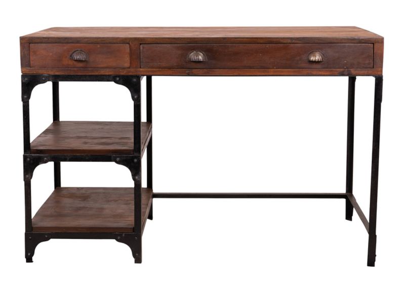 TILL, Schreibtisch B 120 cm Holz Metall Industriedesign