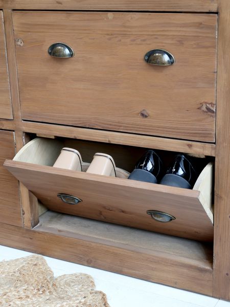 JIM, Rustikaler Schuhschrank mit Schubladen vintage Landhaus Style
