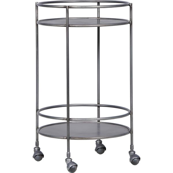 TEO, runder Barwagen, Servierwagen Metall 2 Fächer Industriedesign