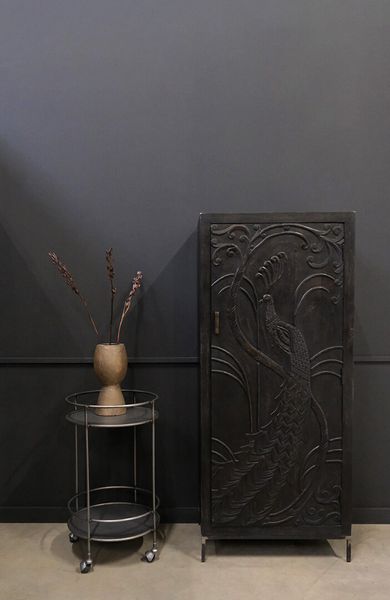 TEO, runder Barwagen, Servierwagen Metall 2 Fächer Industriedesign