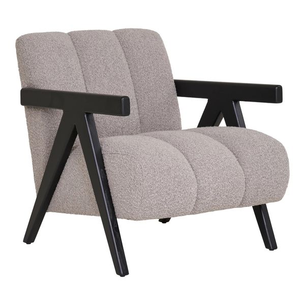 FLORA 2, Sessel Stoff beige-sand, schwarze Holz Armlehne