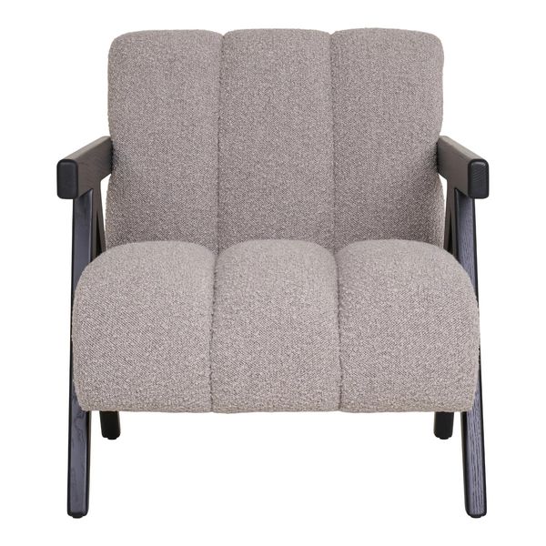 FLORA 2, Sessel Stoff beige-sand, schwarze Holz Armlehne