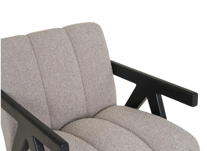 FLORA 2, Sessel Stoff beige-sand, schwarze Holz Armlehne