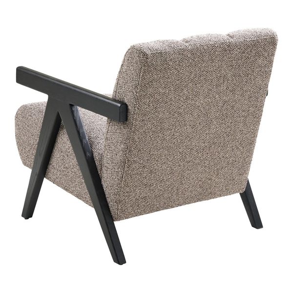Sessel FLORA brauner Stoff schwarze Holz Armlehnen