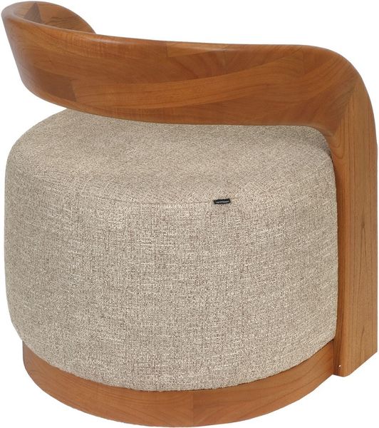Sessel INES beige Stoff & natur Holz, Designer Loungesessel
