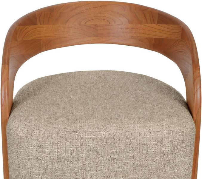 Sessel INES beige Stoff & natur Holz, Designer Loungesessel