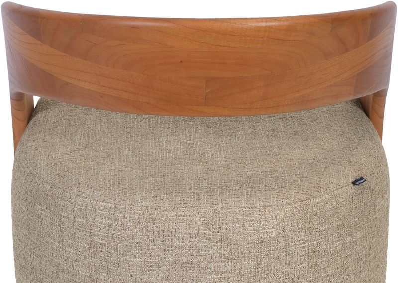 Sessel INES beige Stoff & natur Holz, Designer Loungesessel