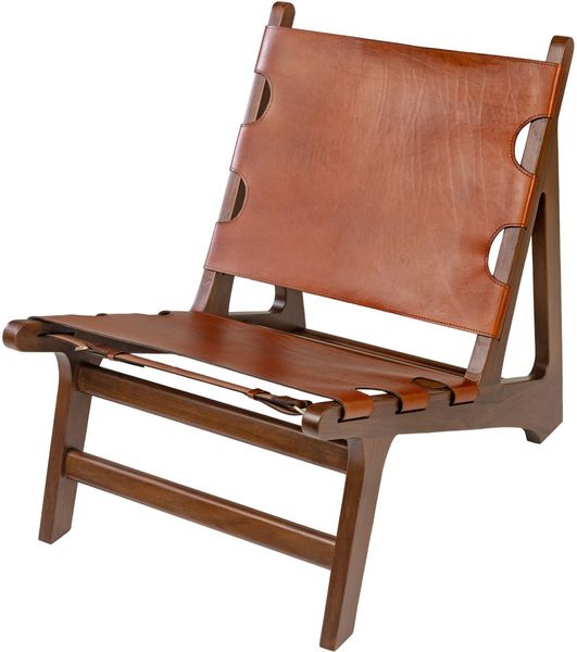 Leder Sessel MAX Naturleder im dunkelbraunem Holzgestell