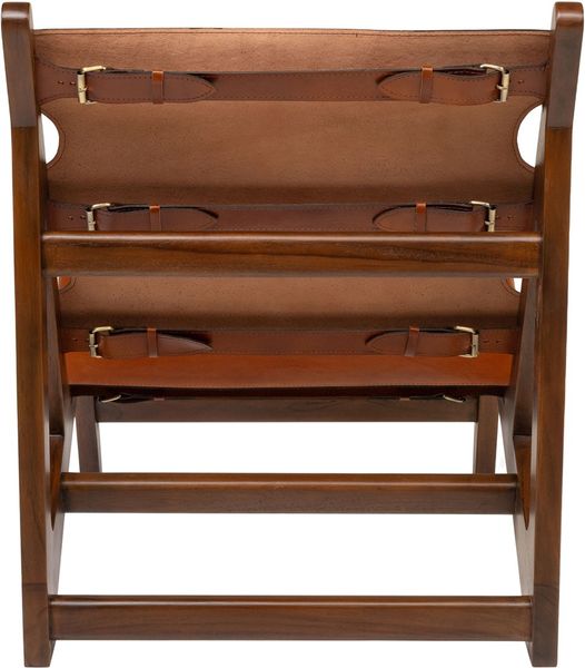 Leder Sessel MAX Naturleder im dunkelbraunem Holzgestell