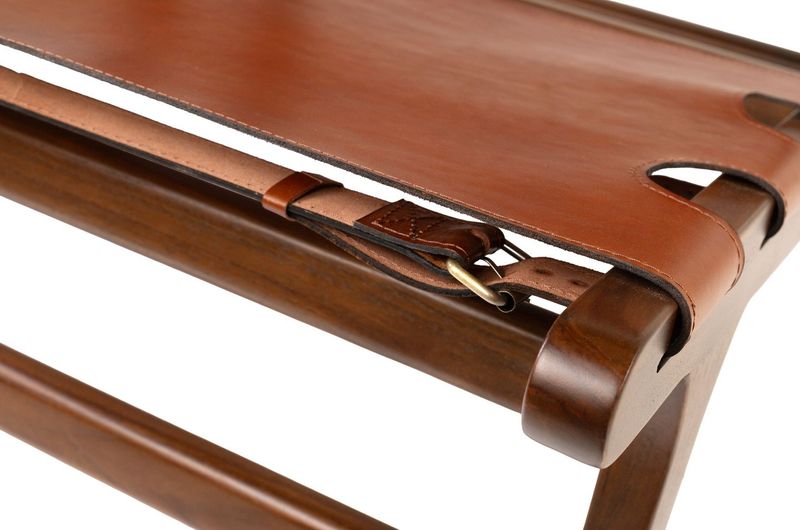 Leder Sessel MAX Naturleder im dunkelbraunem Holzgestell