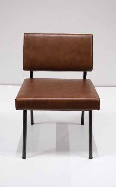 LEILA, Leder Sesselstuhl braun, Sessel Leder-Metall industriell