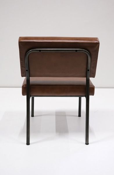 LEILA, Leder Sesselstuhl braun, Sessel Leder-Metall industriell