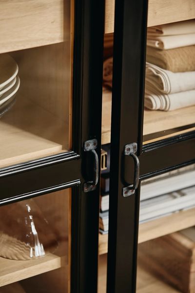Matz Möbel Sideboard-Vitrine DEAN Anrichte schwarz-natur Landhausstil