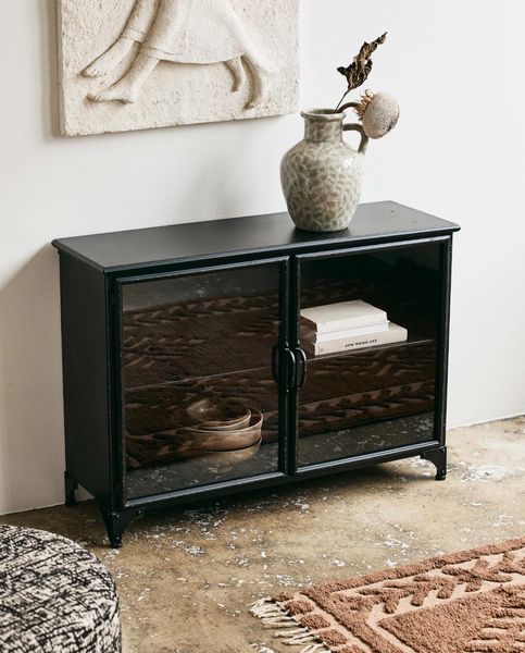 Sideboard-Vitrine LEON, L 104 cm Industriedesign