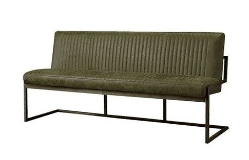 ANTON, Sitzbank Microfaser Leder Look Metall Industriedesign 185 cm