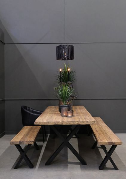 SANDY, Sitzbank 230 cm aus Altholz und Metall, Industriedesign Bank