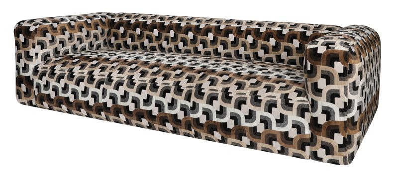 KAIN, Stoff Sofa 3 Sitzer braun-beige gemustert, Designer Sofa