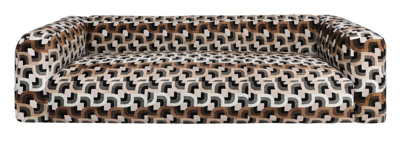 KAIN, Stoff Sofa 3 Sitzer braun-beige gemustert, Designer Sofa
