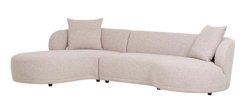 Stoff Sofa KING natur-weiß mit Longchair links
