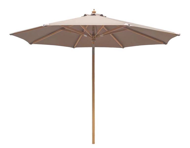 LISA, Sonnenschirm rund D 300 cm beiger Stoff & Holz Gestell