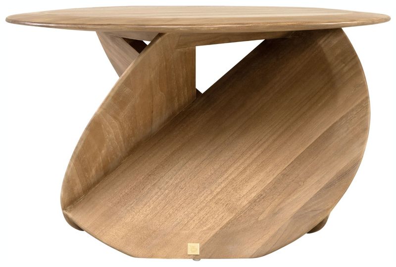 TANA, Designer Couchtisch rund Massivholz mit Flügelbeinen