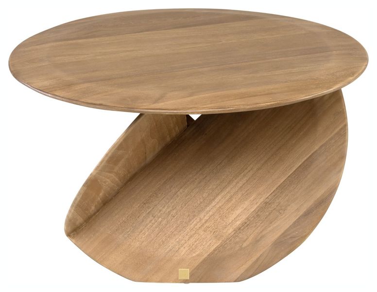 TANA, Designer Couchtisch rund Massivholz mit Flügelbeinen