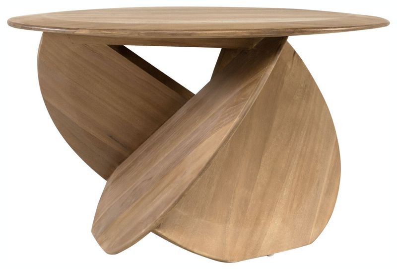 TANA, Designer Couchtisch rund Massivholz mit Flügelbeinen