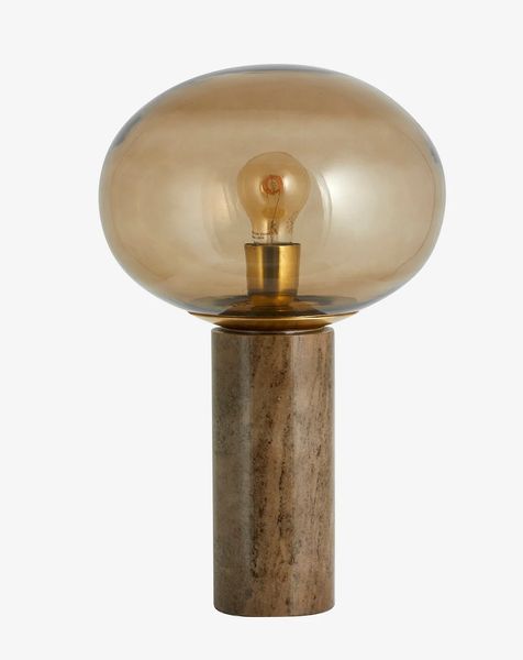 BESS, Tischlampe rund Rauchglas & Marmor
