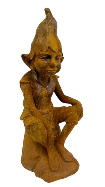 2, Gartenfigur "sitzender Troll" H 49 cm Skulptur Gusseisen