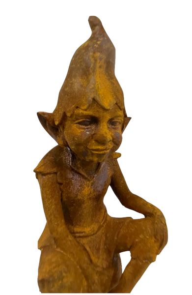 2, Gartenfigur "sitzender Troll" H 49 cm Skulptur Gusseisen