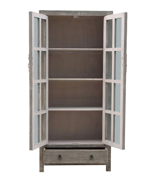 TONI, Alte Vitrine grau vintage Landhausstil, altes Unikat