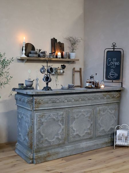 ULLA, Ladentresen, Tresen shabby dunkelbraun, vintage Möbel
