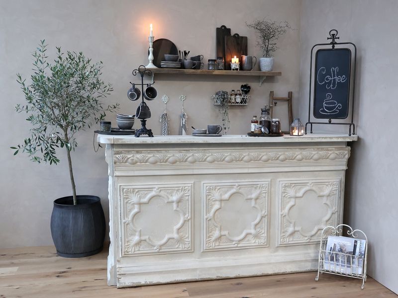 ULLA, Ladentresen, Verkaufstresen, Tresen, Bar, Theke shabby weiß-creme