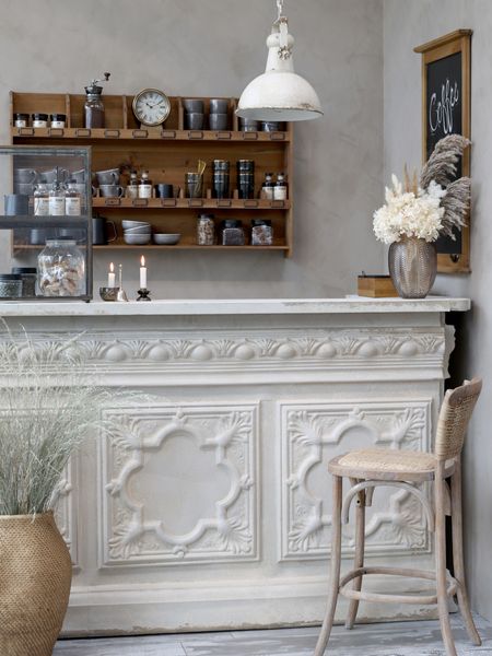 ULLA, Ladentresen, Verkaufstresen, Tresen, Bar, Theke shabby weiß-creme
